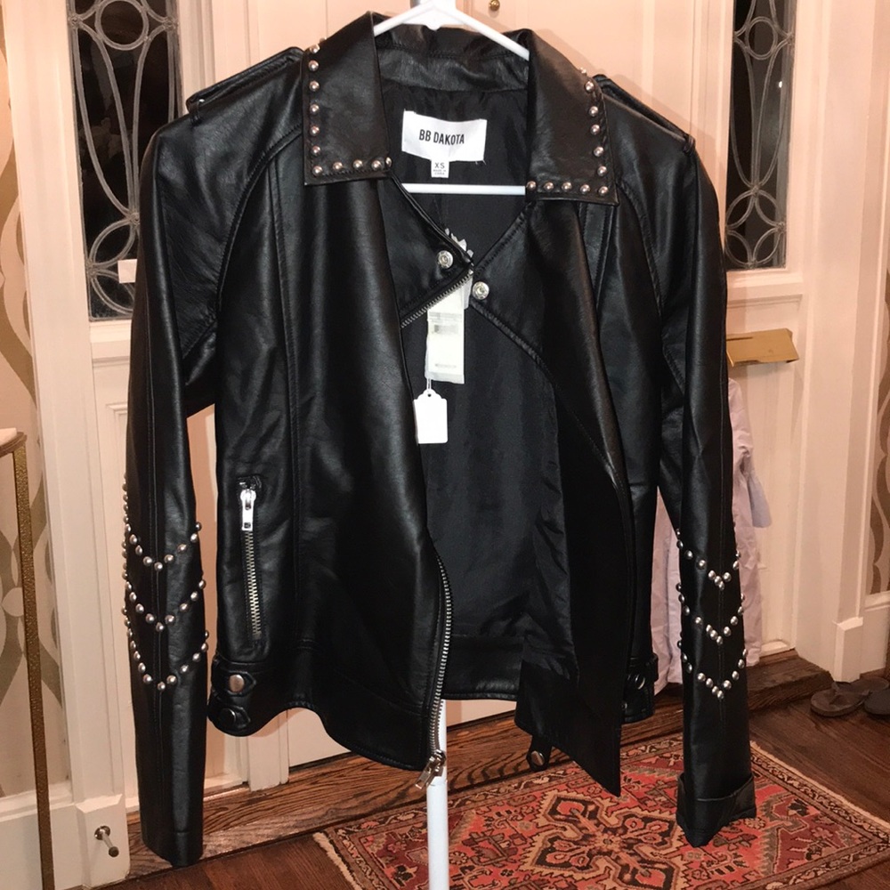 faux leather studded jacket
